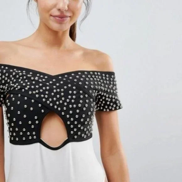 ASOS PrettyLittleThing Studded Bandage Swimsuit - Picture 1 of 6